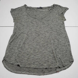 Cotton On Womens T-Shirt Gray‎ Black Space Dye Pullover Scoop Neck Tee XS